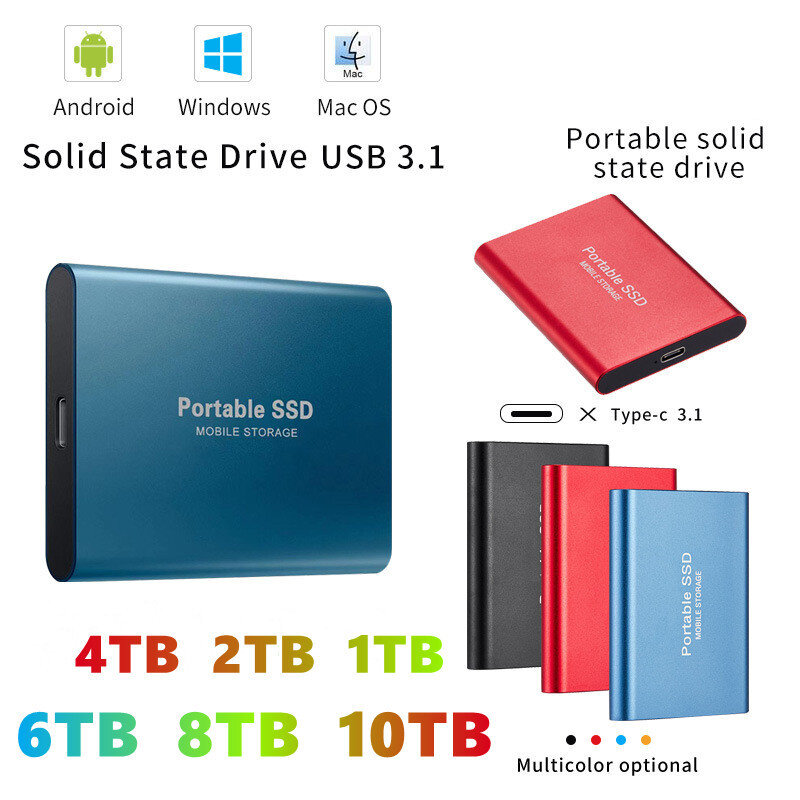 2 테라바이트 1 테라바이트 SSD 외장형 하드 드라이브 HD Externo USB HDD 저장 장치 하드 드라이브 데스크탑 노트북 컴퓨터 3.5 ~ 5.25 어댑터