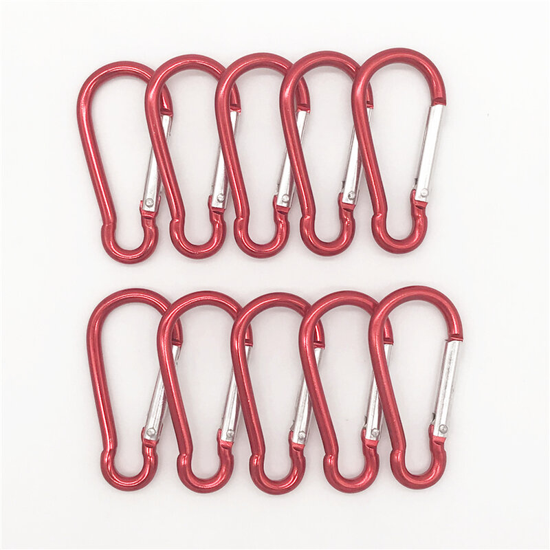 10pcs M6 Color Carabiners Aluminum Alloy Carabiner Spring Snap Clip Hooks Keychain Climbing Carabiner for Keys Camping Tools