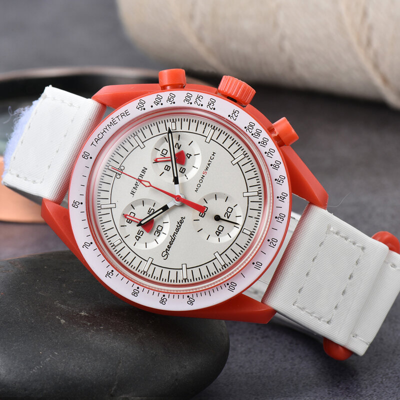 Nuovi orologi di coppia di marca originali cassa di plastica multifunzione Moonwatch per uomo signore vestito cronografo esplora Planet AAA Clock