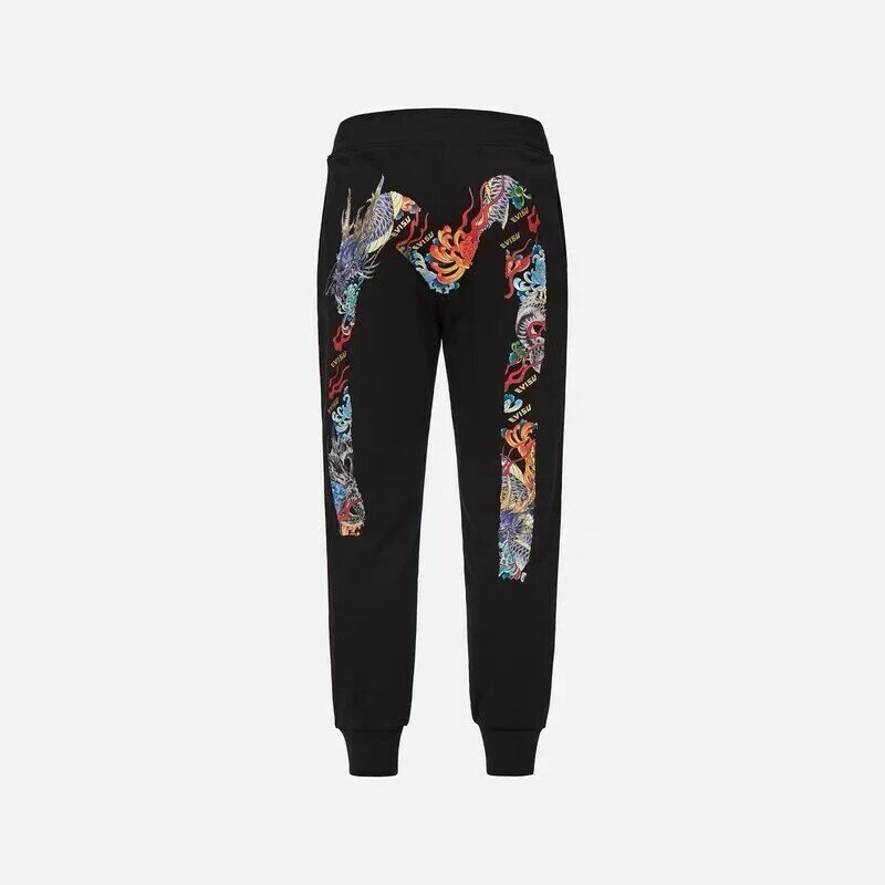 Pantalones de chándal largos de algodón con estampado de logotipo múltiple, pantalón de estilo Hip Hop japonés, color negro, para otoño
