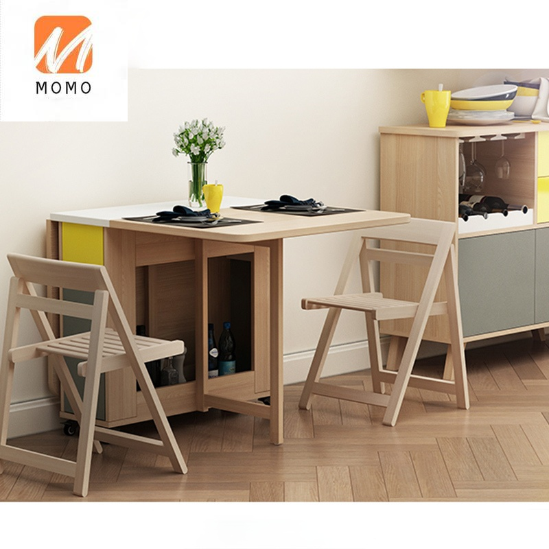 Mesa de comedor plegable de madera extensible, conjunto de sillas, ahorro de espacio, muebles