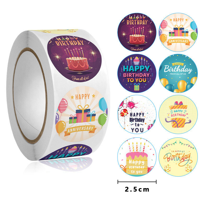 Stiker Selamat Ulang Tahun Kue Kartun untuk Amplop Pembungkus Kado Pesta Anak-anak Dekorasi Kartu Ucapan Terima Kasih 500 Buah Label Lucu
