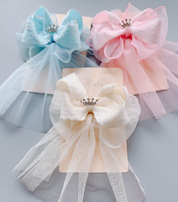 Crianças headdress acessórios de cabelo laço laço topo clipe bonito casamento flor menina
