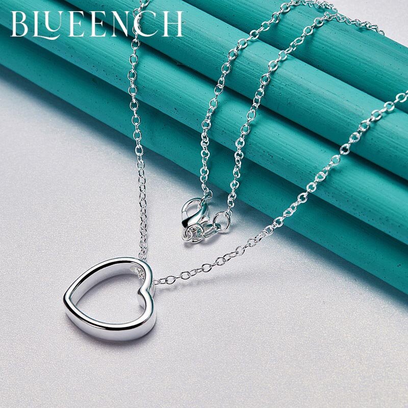 Blueench 925 prata esterlina coração pêssego recorte pingente 16-30 Polegada colar de corrente para o noivado feminino moda jóias românticas