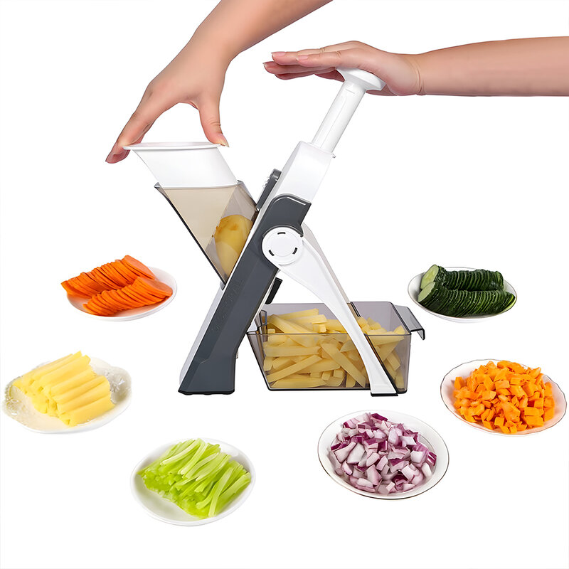พับที่ตัดผัก Multifunction ที่หั่นผักเนื้อเครื่องสไลด์มันฝรั่งแครอทเครื่องขูดอุปกรณ์ครัว Gadgets ใบมี...