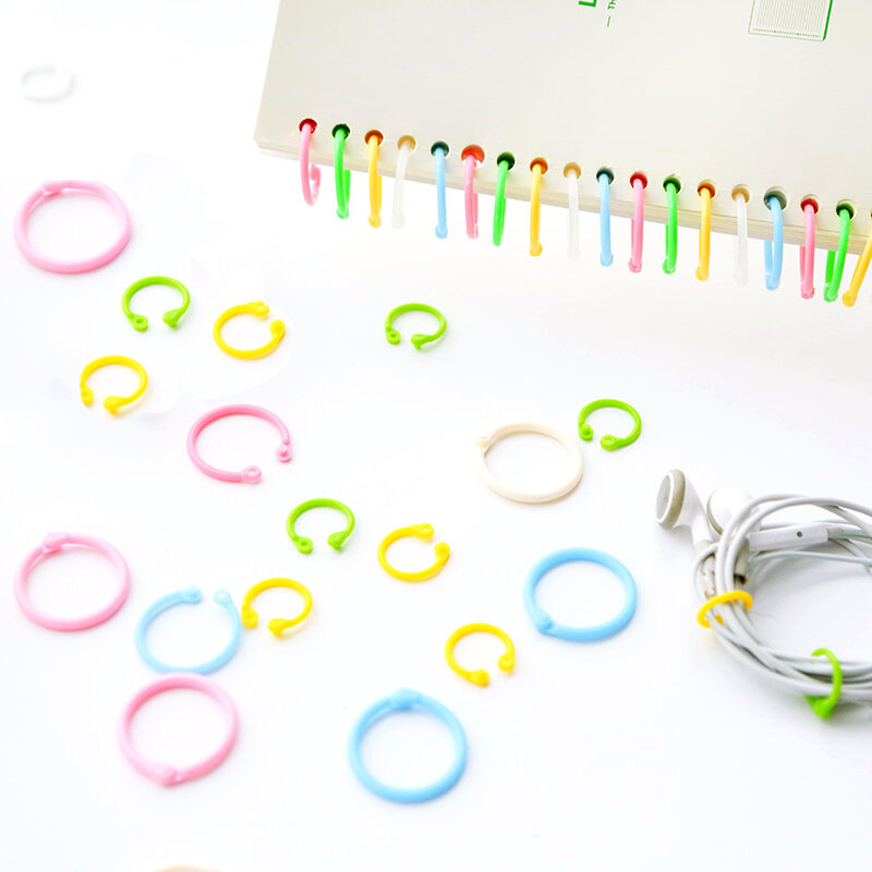 12 sztuk plastikowe koło Planner pierścień Binder DIY albumy Notebook okrągłe pierścienie przenośne breloki biuro szkolne