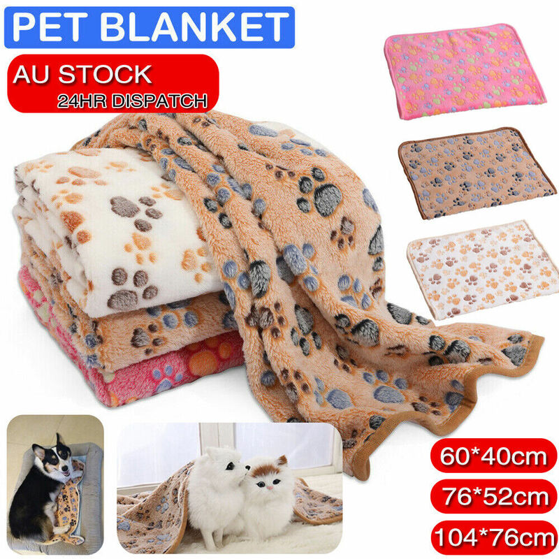 Моющееся одеяло для собаки, теплый коврик для сна, мягкое Флисовое одеяло с принтом лап, кошек, собак, щенков, кровать, подушка, Размер SML