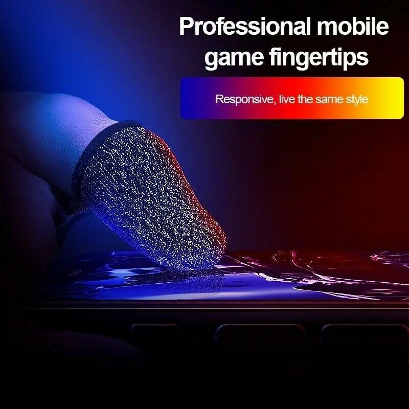 1 par de jogo luva dedo controlador luvas sweatproof respirável ponta dos dedos para jogos móveis tela toque dedo berços