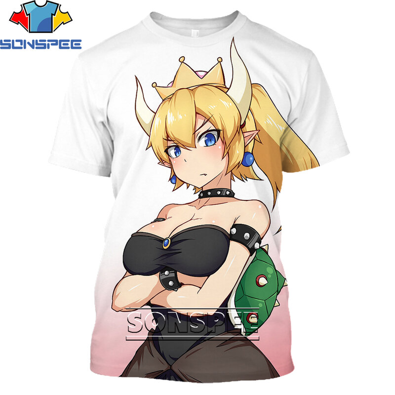 2022   Anime Sexy Bowsette T Shirt 3D Print Summer Fashion Harajuku Style Men Women Short Sleeve Streetwear T-Shirts Homme Gym