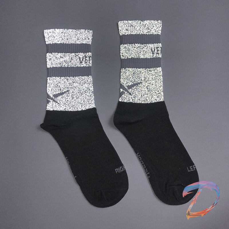 Reflektierende Vetements Rohr Socken Hohe Qualität Brief Grau Baumwolle Sport männer frauen Straße Flut Socken Vetements Paare Socken