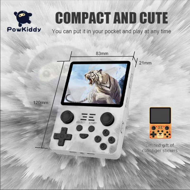 Powkiddy novo rgb20s handheld jogo duplo console de cartão retro sistema de código aberto rk3326 3.5-Polegada 4:3 tela ips embutido 20000 jogos