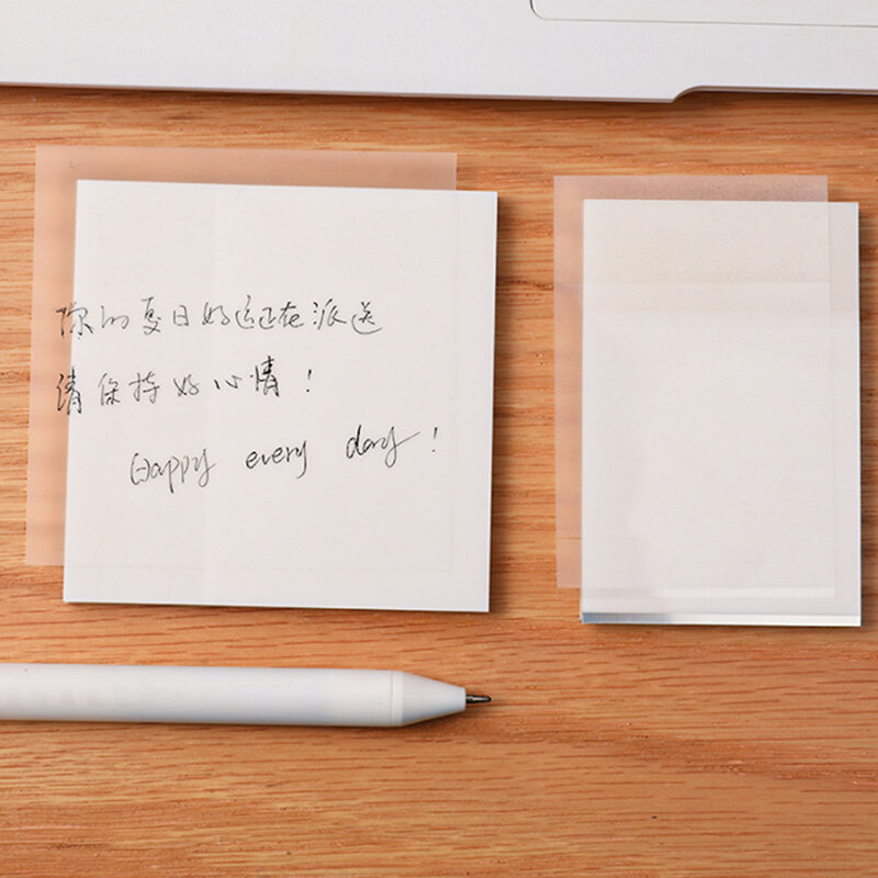 50Pcs/set Waterproof PET Transparent Sticky Notes Memo Pad Daily To Do List Note Paper for Student Office Stationery