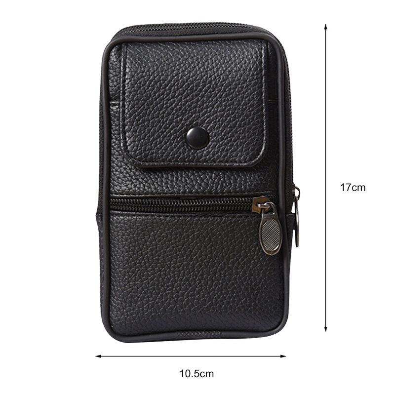 Fashion Men Leather Waist Bag Outdoor Sports Running Pockets Business Mobile Phone Bag Bum Pouch Belt Fanny Purse Card Holder