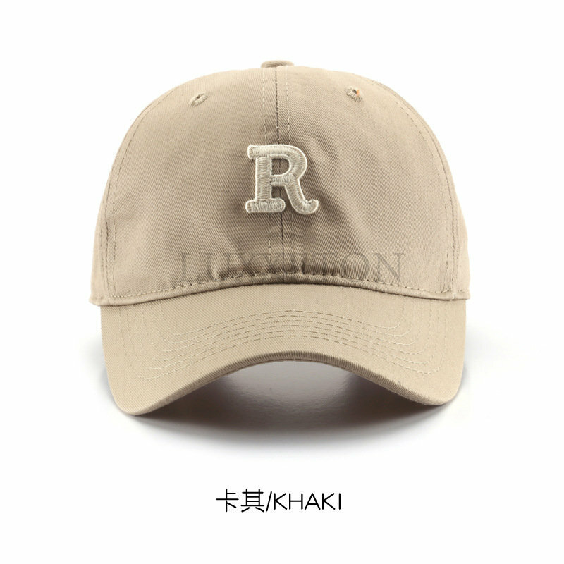 Nowa damska czapki baseballowe casualowa bawełniana kapelusze przeciwsłoneczne haftowana litera R czapka damska Unisex jednokolorowa czapka czapki z daszkiem męska 2023