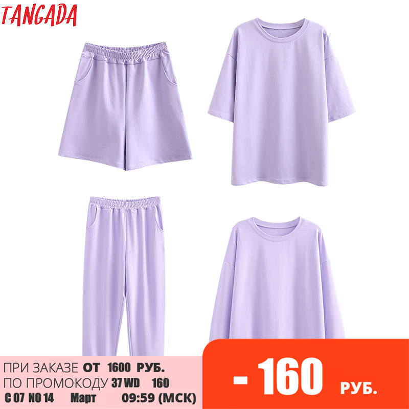 Tangada – sweat-shirt 2021 coton pour femme, ensemble surdimensionné, col rond, sweat-shirt à capuche, collection automne 95%, 6L30