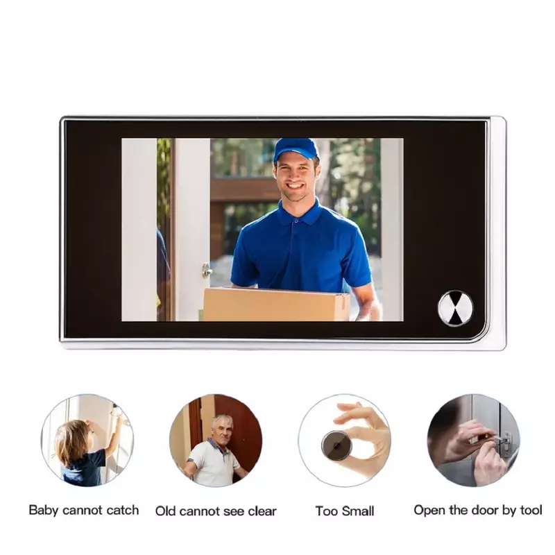 Awapow-timbre con vídeo de 3,5 pulgadas, visor de mirilla de 120 grados, timbre de puerta inteligente para el hogar, Monitor de cámara al aire libre, timbre Visual