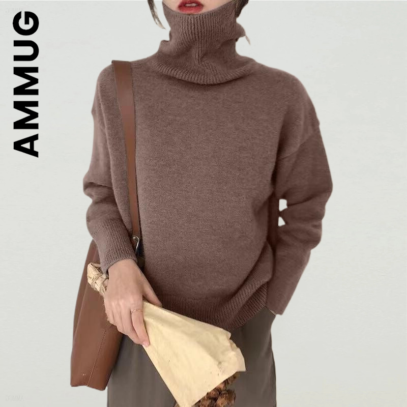 Ammug-suéter de punto para mujer, suéter elegante y ajustado, Sexy, cálido, Vintage, 2022