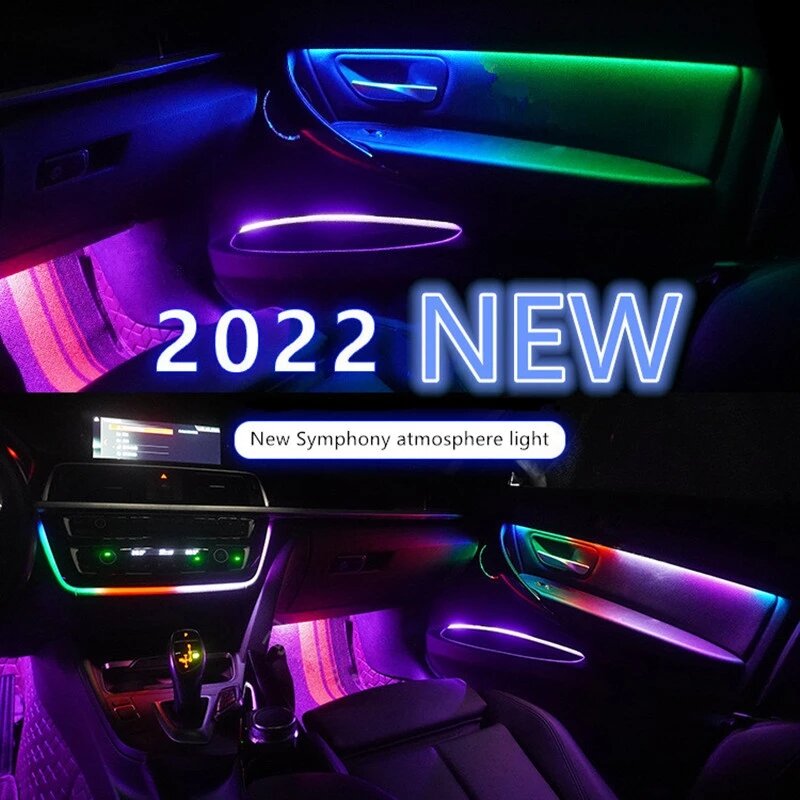 Symphonie – lumière d'ambiance 7 en 1 pour voiture, éclairage fluide RGB, Guide intérieur en acrylique, Fiber optique, lampe d'ambiance de décoration universelle