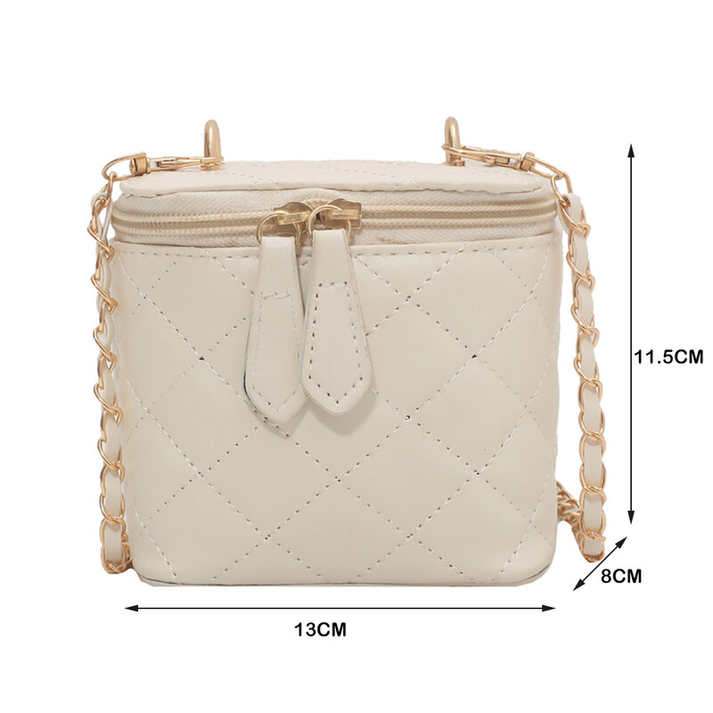 Mini Bag Female 2022 New Trendy Fashion Diamond Embroidered Thread Bucket Bag High Quality PU Lady Chain Shoulder Messenger Bags