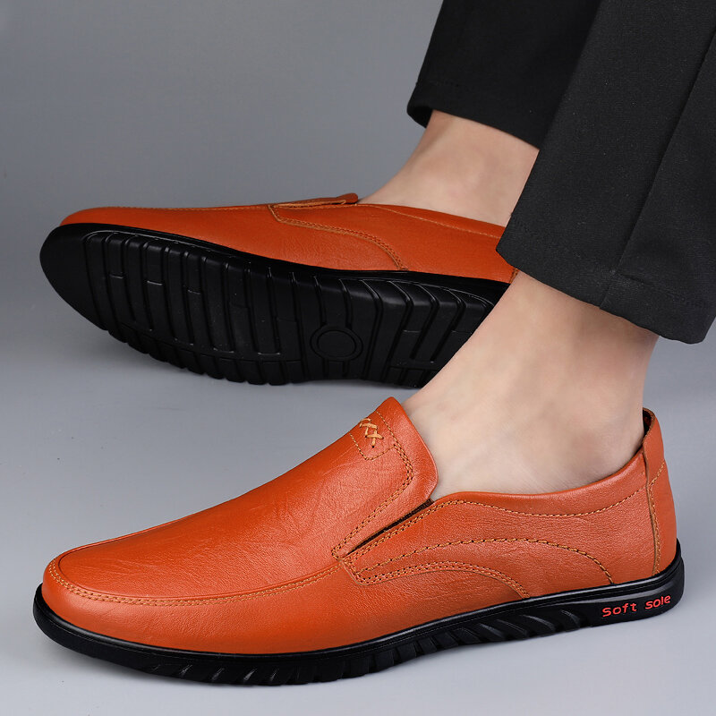 Giày Nam Giày Da Công Sở Lịch Thoáng Khí Đế Mềm Bố Đầm Nam Cho Ngoài Trời Lái Xe Giày Chaussure Homme