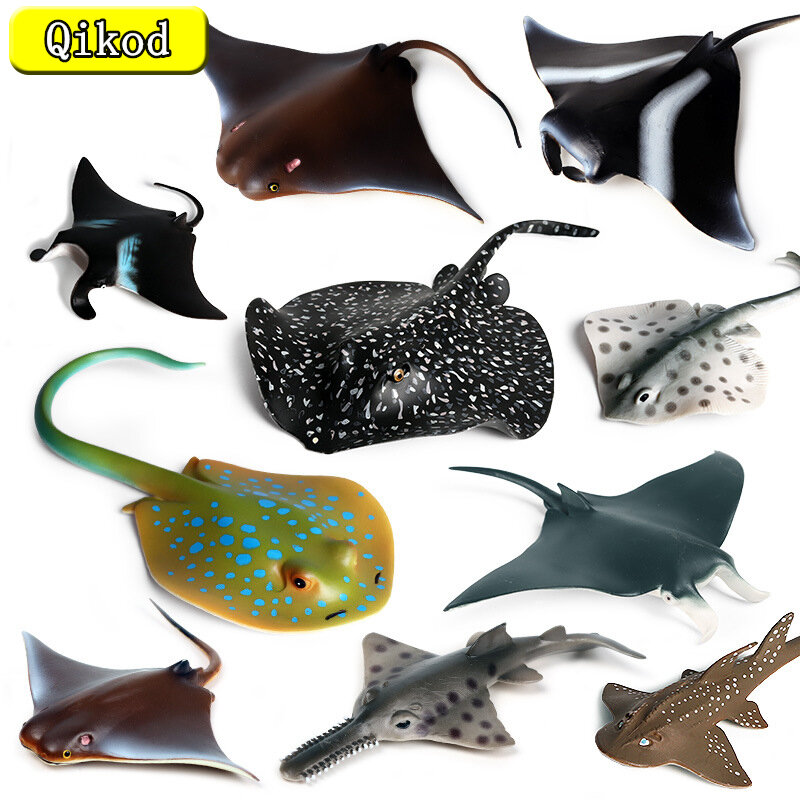 Nuevo Modelo de Animal marino grande de simulación, pez murciélago, pez sierra, figuras de animales, adornos decorativos, Colección para niños, juguete para regalo
