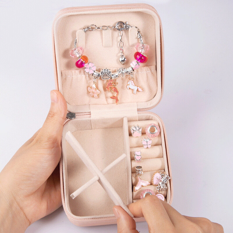 Diy frisado pulseira conjunto com caixa de armazenamento para meninas presente acrílico europeu grande buraco contas artesanal diy jóias fazendo kit novo