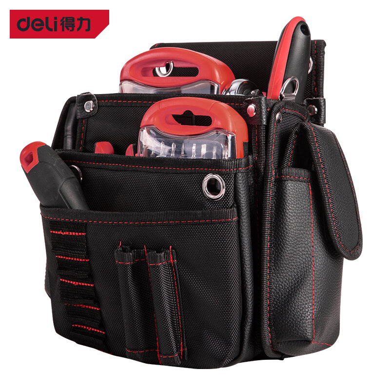 Deli Multifun Tool Pouch Waterproof Hardware Electrician Toolkit Drill Holster Waist Oxford Cloth Wrench Screwdriver Tool Bag