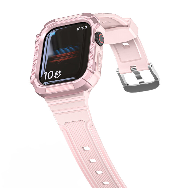 Чехол на руку и ремешок для Apple Watch Series 7 6 5 4 3 2 SE, силиконовый браслет для iWatch 38 мм 40 мм 41 42 44 45 мм, чехол-бампер