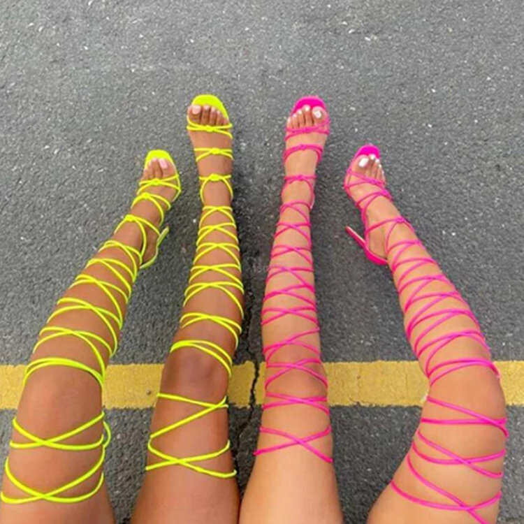 Gladiador romano bandagem sandálias mulher joelho alto plana sandalias botas femininas sapatos meninas verão oco tornozelo boot