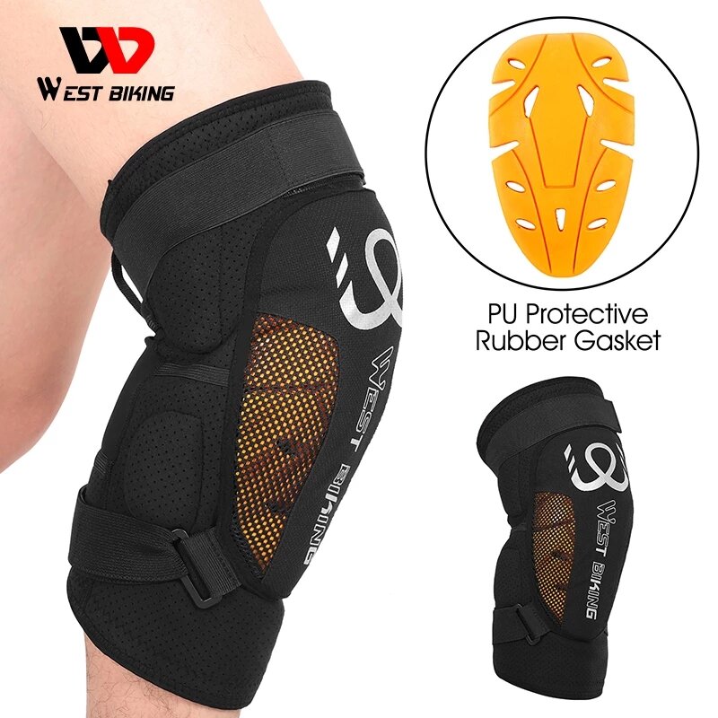 Rodilleras protectoras de ciclismo con almohadilla de goma PU, relleno físico para correr, baloncesto, deportes, soporte de tendón de seguridad, rodilleras