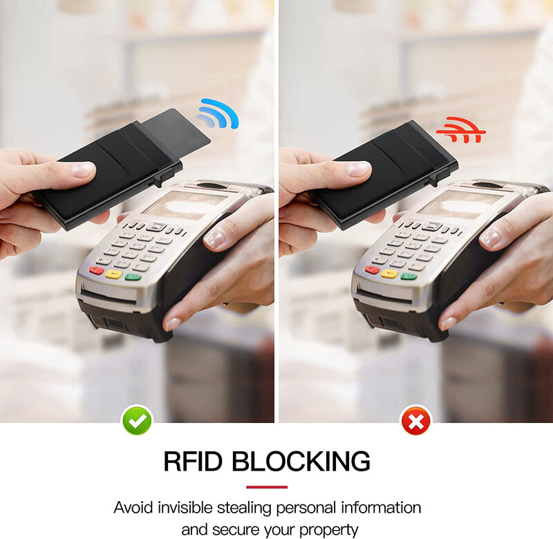 Estuche de tarjeta personalizado con bolsillo para monedas, tarjetero delgado para tarjetas de crédito con tarjetero de 5-7 con RFID, Mini billetera inteligente