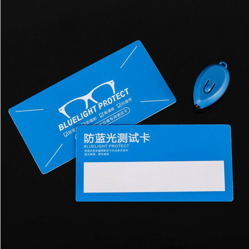 PVC Anti-luce blu Test Card test Light glasses accessori per test UV card Blue light detection card Generator Card