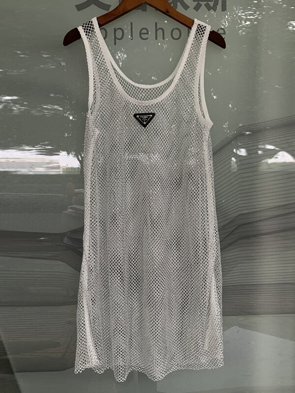 Women Club Dress Bring Bring Rhinestone Vest Sexy Mini Mesh Ladies Top Cover Up Shining Hollow out Tank Top