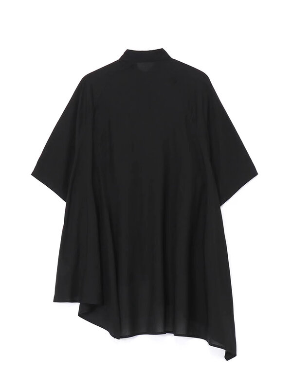 Asymmetrie Shirt Met Korte Mouwen Yohji Yamamoto Shirts Basic Style Tops Los Voor Man Oversized Tees Unisex Zwarte Kleding