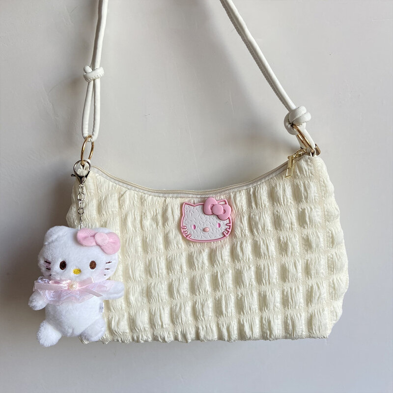 Bolso de hombro de Hello Kitty Sanrio Gril, bandolera con diseño Simple, elegante, alta calidad, regalo, novedad de 2023
