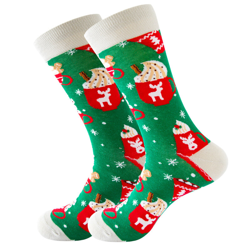 ต้นคริสต์มาสหิมะ Elk ของขวัญผ้าฝ้าย Happy ถุงเท้าใหม่2023ฤดูใบไม้ร่วงฤดูหนาวคริสต์มาสถุงเท้าผู้หญิงใหม่ปี Santa Claus