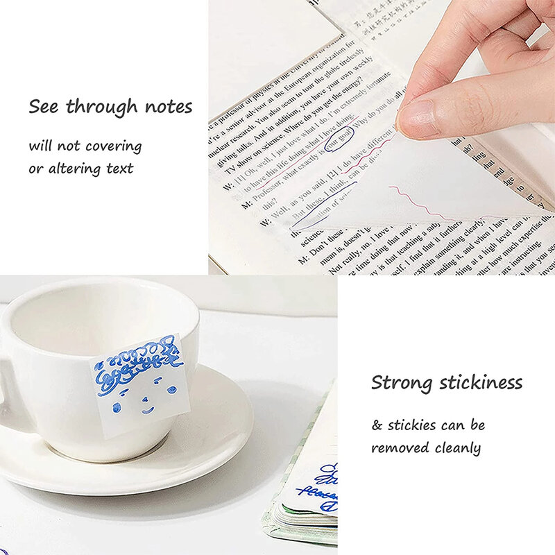 Transparent Sticky Note Pads Waterproof Self-Adhesive Memo Notepad School Office Supplies Stationery
