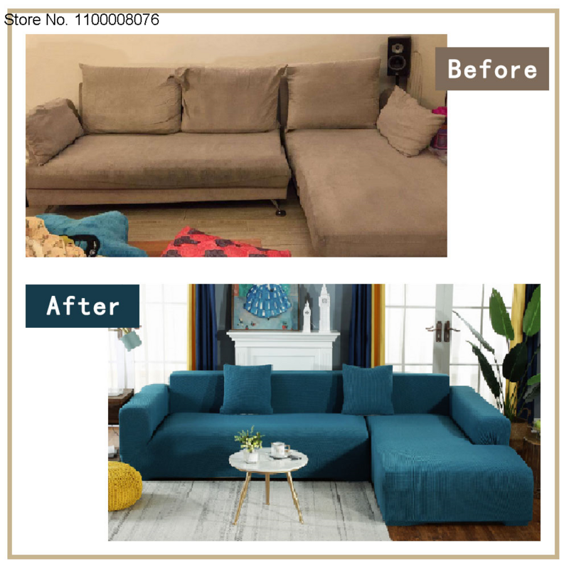 Saoltexi Plush Fabirc Elastic Sofa Cover Solid L Shape Sofa Covers Velvet For Living Room Stretch Slipcover Couch Cover