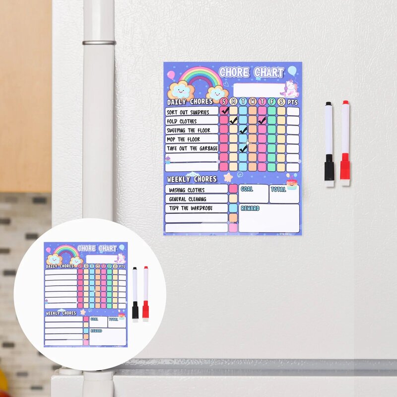 Carta tarefa magnética crianças recompensa comportamento para calendário apagar seco geladeira gráficos placa semanal ímãs etiqueta planejador conveniente