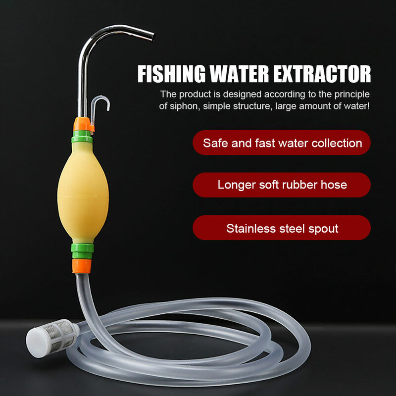 Dispensador de água de pesca manual da bomba de mão tubo portátil grande saída dispositivo sucção peixe equipamento de pesca suprimentos