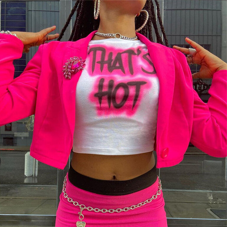 Camiseta de calle para mujer, prenda de vestir, con estampado de letras y grafiti, Retro, Y2k
