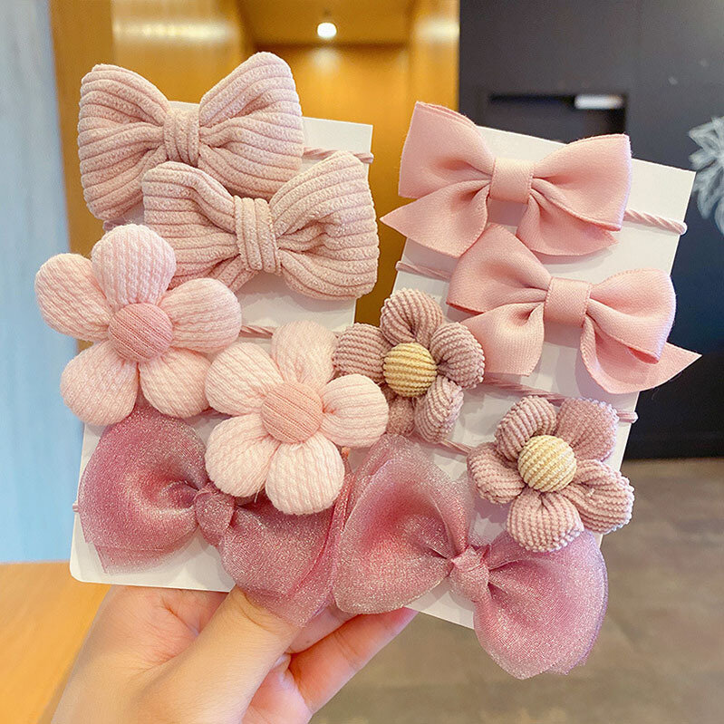 Children's leather band  baby's hair rope flower bow knot, harmless hair accessories, cute hair loop, horsetail headdress