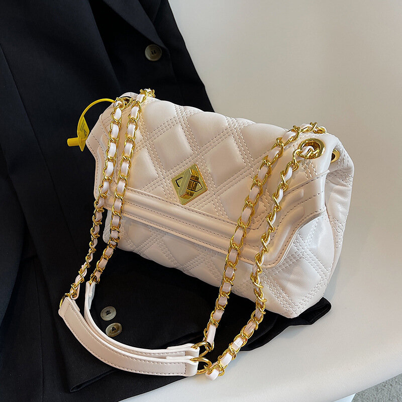 Новая высококачественная Роскошная брендовая Золотая большая сумка на цепочке с заклепками, маленькая квадратная сумка на плечо, модная же...