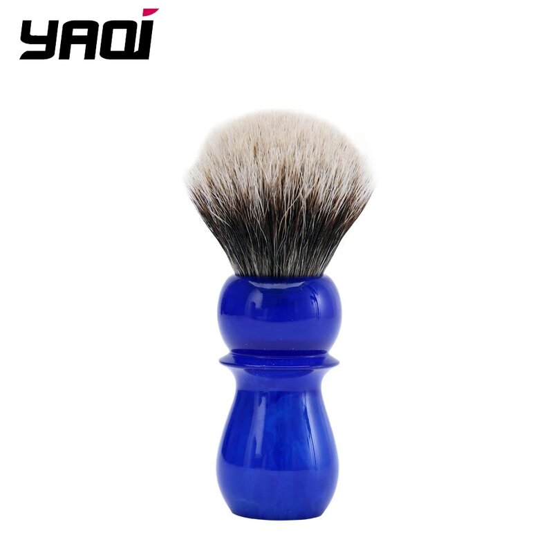 YAQI-cepillo de afeitar Arctic Sky para hombres, pelo de tejón de dos bandas, mango azul profundo, 24mm