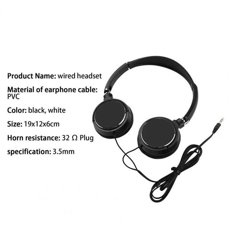 YOVONINE Headphone Universal dengan Mikrofon Earphone Berkabel Lipat Panas Headset Suara Stereo HiFi Over-Ear untuk Ponsel