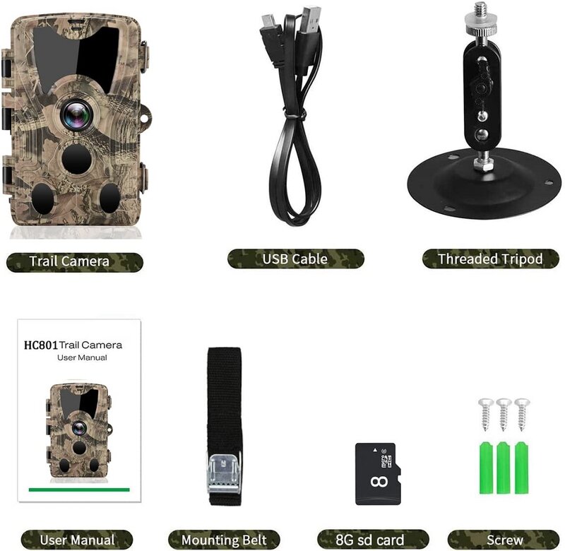 Waterproof Wildlife Trail Camera, Scouting Game Cam, Scouting Cam, 1080P, Visão Noturna, 120 Detectando Range, IP66, 20MP, HD