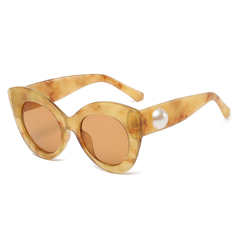 LONSY 새로운 레트로 섹시한 고양이 눈 선글라스 여성 럭셔리 패션 진주 숙녀 빈티지 브랜드 디자이너 여성 Sun Glasses Oculos Gafas