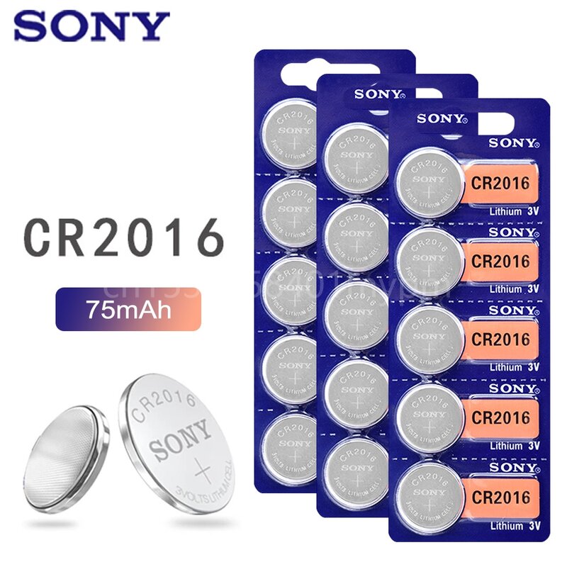 بطارية ليثيوم أصلية من Sony CR2016 3 فولت لساعة مفاتيح السيارة لعبة التحكم عن بعد 2016 ECR2016 CR 2016 بطاريات بأزرار