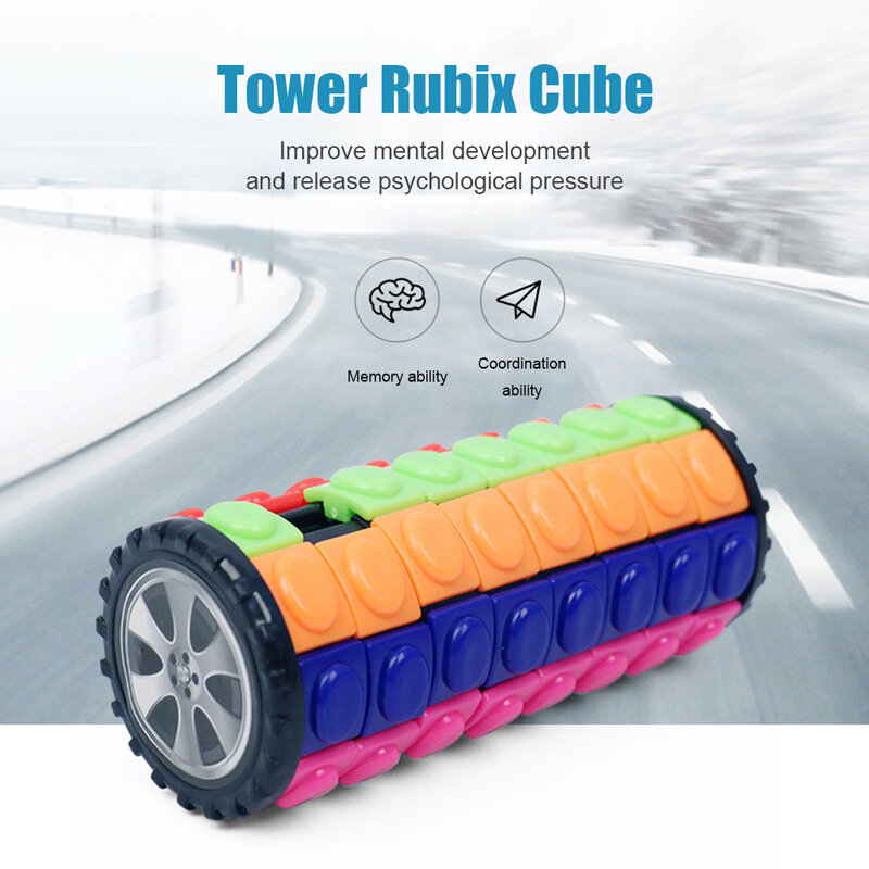 Mini Speed Cube 3D Tower 3/5/7 Layers Speed Cube Stress Reliever Fidget Toys Cylinder Slide Puzzle Cube Toys For Kids