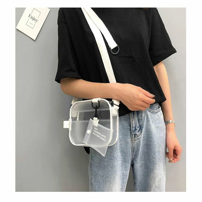 Casual PVC Transparent Bag Women Crossbody Bags Jelly Small Phone Bags Shoulder Bag Handbag Card Holder Transparent Ladies Purse
